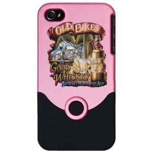  iPhone 4 or 4S Slider Case Pink Old Bikes and Good Whiskey 