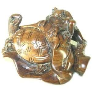  Turtle & Frog ~ Iron Wood Netsuke: Home & Kitchen