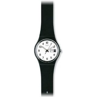 Swatch Mens GB743 Black Rubber Quartz Watch with White Dial by Swatch