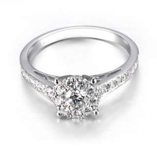 3CT DIAMETER Solid 14K White Gold DIAMOND Solitaire Halo Engagement 