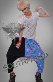 SL291 Funny Colorful Low Crotch Harem Pants Punk Goth  