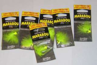 Lindy X6 packs Marabou Jigs Chartreuse/Chartreue 1/6oz  