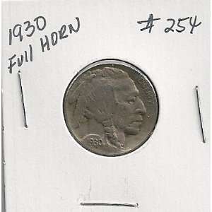  1930 Buffalo Nickel in 2x2 holder #254 Full Horn 