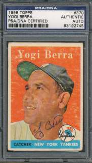 1958 Topps #370 Yogi Berra PSA/DNA Certified Authentic Auto Autograph 