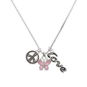   with Frosted Pink Resin Wings & Pink Swarovski Crystals, Peace, Lov