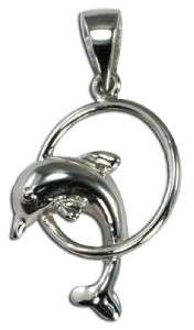 STERLING SILVER LEAPING DOLPHIN FISH PENDANT NECKLACE  