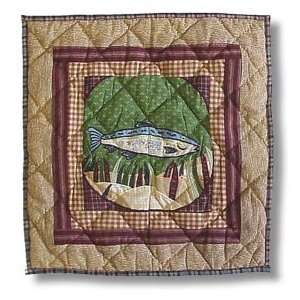  S Applique II Theme Gone Fishing Quilted Toss Pillow 16 