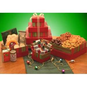 Jolly Stripes Holiday Gift Tower Basket Grocery & Gourmet Food