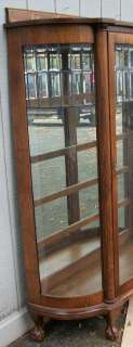 Larkin Oak China Cabinet with leaded glass door and sides.  