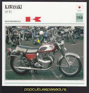 1968 KAWASAKI 650 W1 MOTORCYCLE ATLAS PICTURE SPEC CARD  