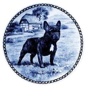  French Bulldog (Brindle): Danish Blue Porcelain Plate 