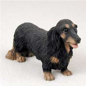  Longhair Dachshund, Black Original Dog Figurine (4in 5in 