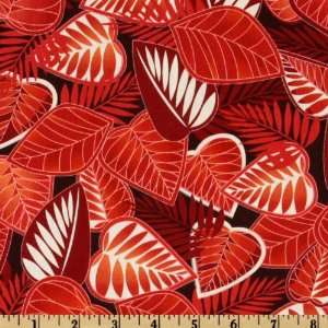  44 Wide Sunset Leaf Toss Red Fabric By The Yard: Arts 