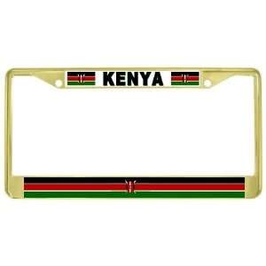  Kenya Kenyan Flag Gold Tone Metal License Plate Frame 