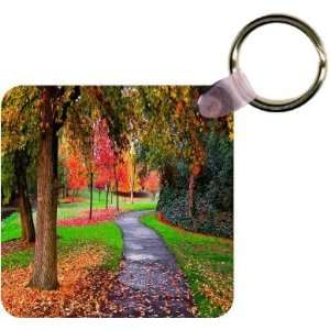 Multicolored Autumn Trees in Park Art Key Chain   Ideal Gift for all 