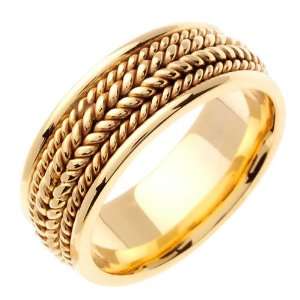   Gold comfort fit Double Rope Braided Mens Wedding Band: Jewelry