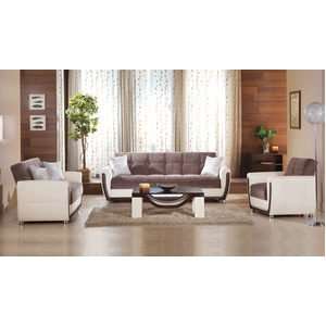  Vella Jennefer Brown Sofa, Love & Chair Set by Sunset 