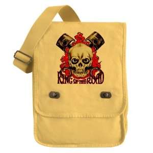  Messenger Field Bag Yellow King of the Road Skull Flames 