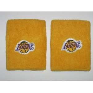 LOS ANGELES LAKERS Team Logo COTTON WRISTBANDS  (set of 2):  