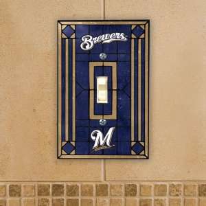  Milwaukee Brewers MLB Art Glass Switch Plate: Sports 