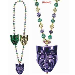 Comedy and Tragedy Mask Bead Necklace 50in Toys & Games