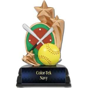  Custom 6 Softball Sport Star Resin Trophies NAVY COLOR TEK 