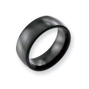  8mm Domed Black Titanium Ring: Jewelry