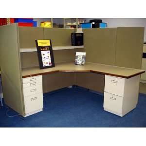  Workstation, All Steel, Olive and Khaki, Pre owned Office Cubicles 