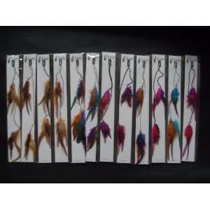  12pcs mixed color packed feather hair extensions: Beauty