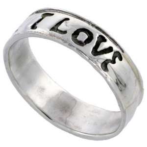 Sterling Silver I LOVE YOU Ring Band (Available in Sizes 6 to 10) size 