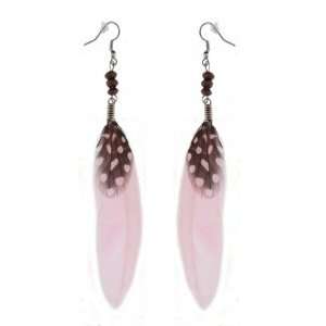  Trendy Silver Tone Light Pink Feather Earrings Jewelry