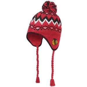  Chicago Blackhawks Triple Deke Tassel Knit Hat: Sports 