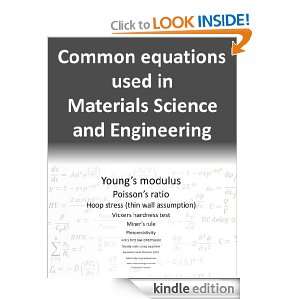 Common equations used in Materials Science and Engineering University 