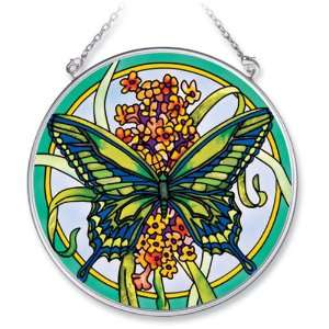 Amia 6129 Butterfly Design Hand Painted Glass Suncatcher with Chain, 4 