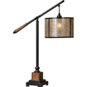   Aged Black and Rustic Mahogany Natural Mica Table Lamp: Home & Kitchen