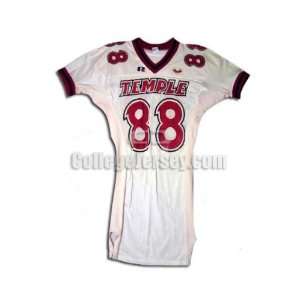White No. 88 Game Used Temple Russell Football Jersey  