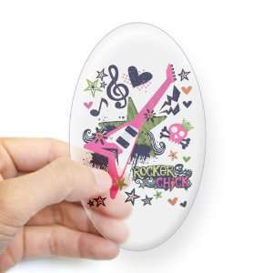  Sticker Clear (Oval) Rocker Chick   Pink Guitar Heart and 