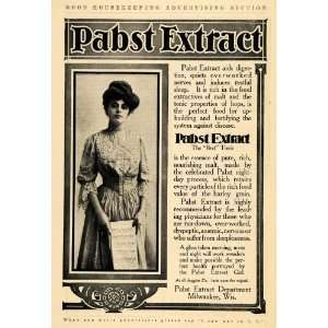 1906 Ad Pabst Extract Tonic Milwaukee Malt Hops Woman   Original Print 