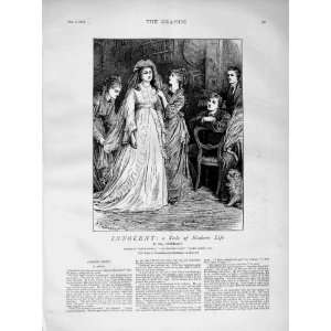  1873 Illustration Story Innocent Wedding Ladies Dog: Home 