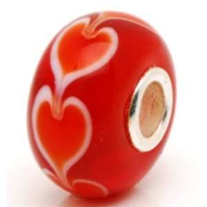  Red Pure Heart Love .925 Sterling Silver Core Murano Glass 