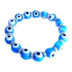  Glass Evil Eye Bracelet light blue: Arts, Crafts & Sewing