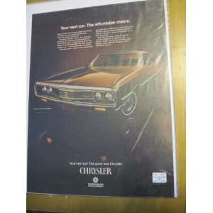  1969 CHRYSLER AUTOMOBILE PRINT AD 