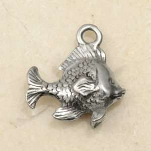  FISH Sterling Silver Plated Pewter Charm: Arts, Crafts 