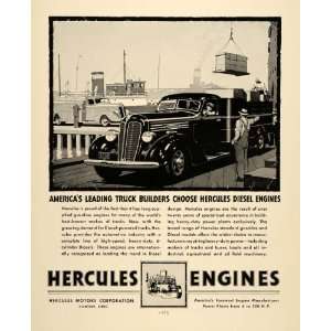  1937 Ad Hercules Engines Trucks Motors Diesel Delivery 
