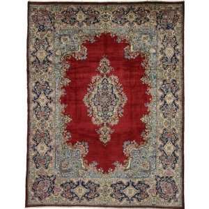  910 x 1210 Red Persian Hand Knotted Wool Kerman Rug 