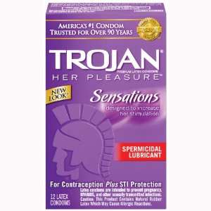  Trojan Her Pleasure Sensations Spermicidal 12 Pack 