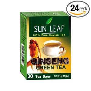 Sun Leaf Ginseng Green Tea, 30 Count Tea Bags (Pack of 24):  