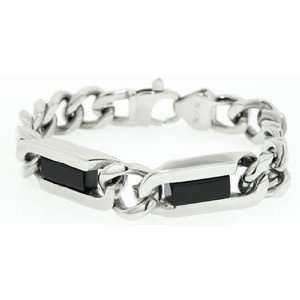  Mens Stainless Steel Curb Link Bracelet: Jewelry