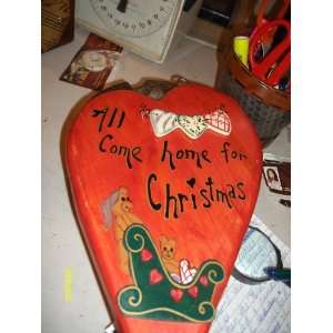    Heart Shaped Holiday Plaque handcrafted & handpainted from wood