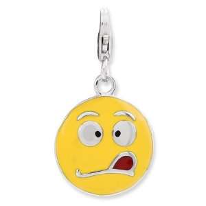   : Sterling Silver Enameled Silly Face w/Lobster Clasp Charm: Jewelry